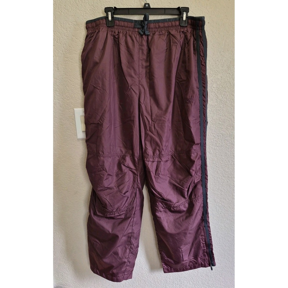 Vintage Starter Burgundy Striped Baggy Track Windbreaker Pants Men's Large Y2K